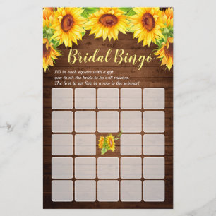 Wood Sunflowers Double-Sided Bridal Shower Game