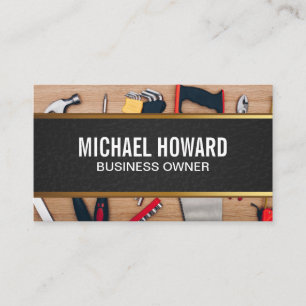Wood Table Construction Hand Tools Business Card