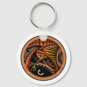 Wood Tattoo Keychain