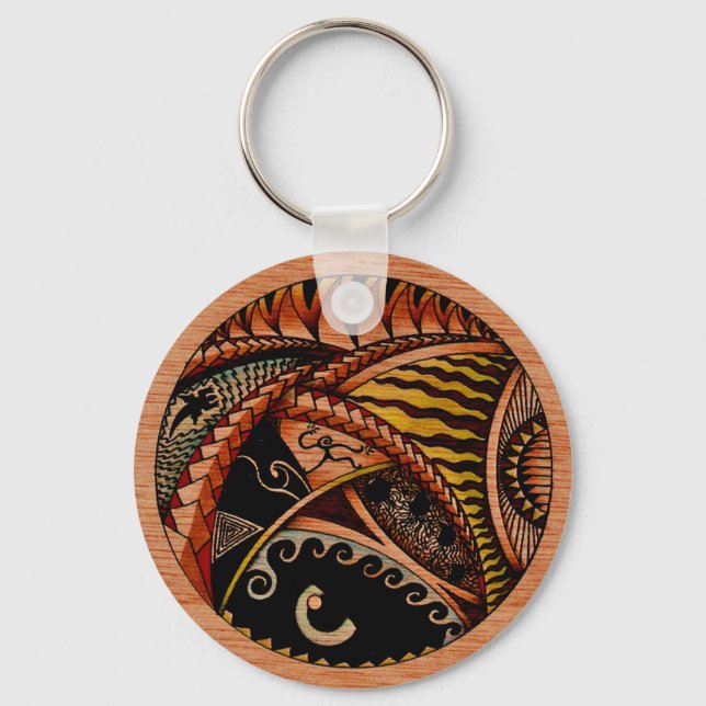 Wood Tattoo Keychain (Front)