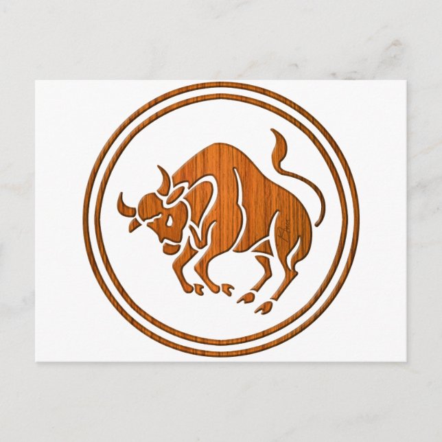Wood Taurus Zodiac Bull Astrology Sign Postcard (Front)