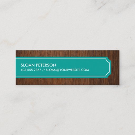 Customizable Wood Teal Calling Card Business Card