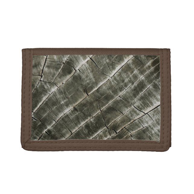 Wood Texture Cool Unique Tri-fold Wallet (Front)