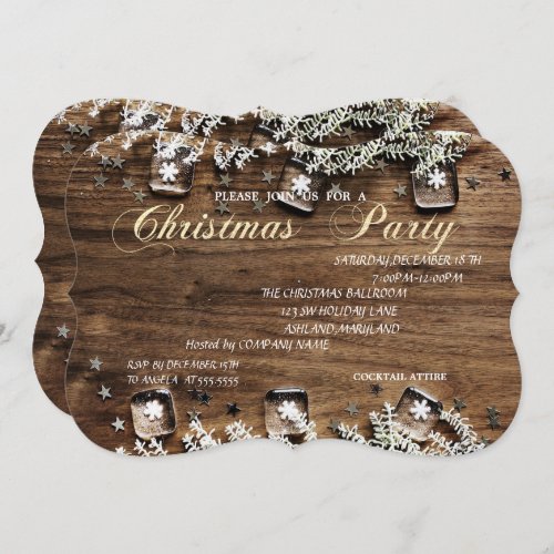 Wood Texture Corporate Christmas Party Invitation