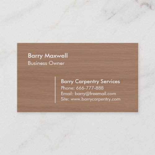 Wood Texture Grain Background Carpentry Business Card
