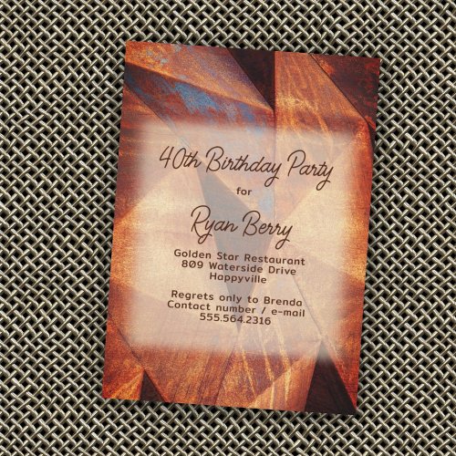 Wood Texture Guys Birthday Party Invitation