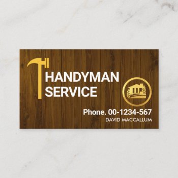 Wood Texture Hammer Handyman Business Card by keikocreativecards at Zazzle