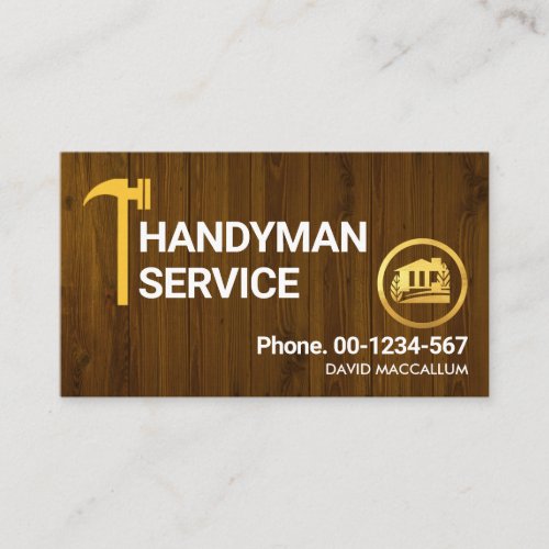 Wood Texture Hammer Handyman Business Card