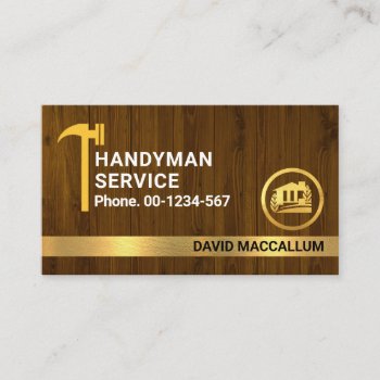 Wood Texture Hammer Your Name In Gold Business Card by keikocreativecards at Zazzle