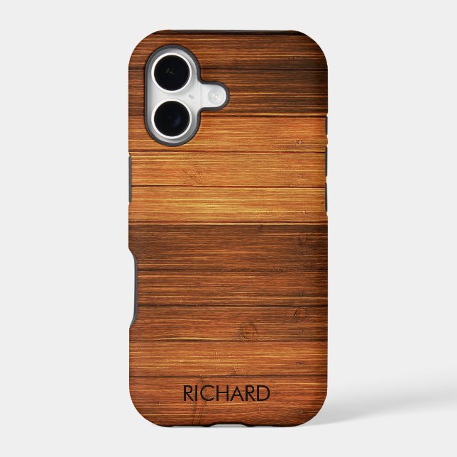 Wood Texture Monogram Iphone Case (Back)