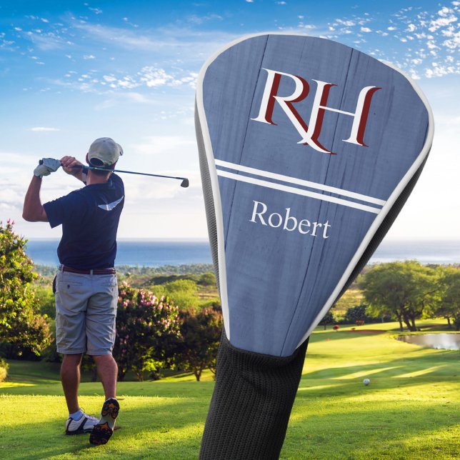 Wood Texture Personalized Monogram Name  Golf Head Cover (Creator Uploaded)