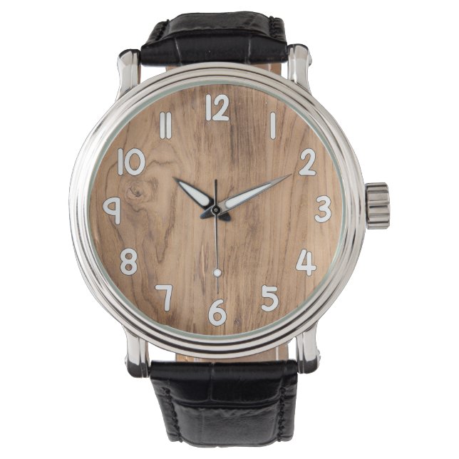 Wood Texture Wrist Watch – Natural Rustic Timepiec (Front)