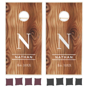 Wood Textures Seamless Custom Wedding Monogram Cornhole Set