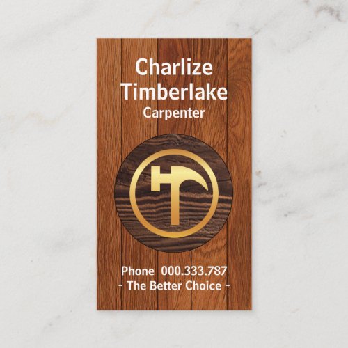 Wood Timber Layers Gold Hammer Business Card