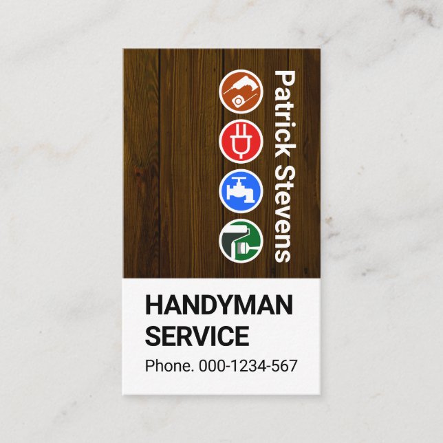 Wood Timber Texture Carpentry Business Card (Front)