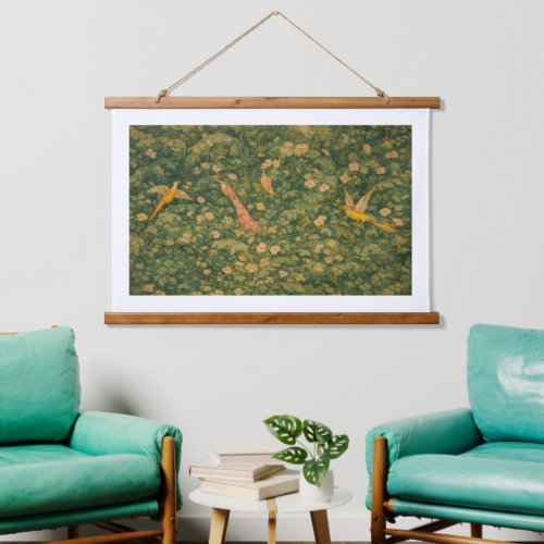 Wood Topped Verdure Linen Wall Tapestry