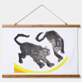 Wood Topped Wall Tapestry 2 Tigers jGibney Zazzle