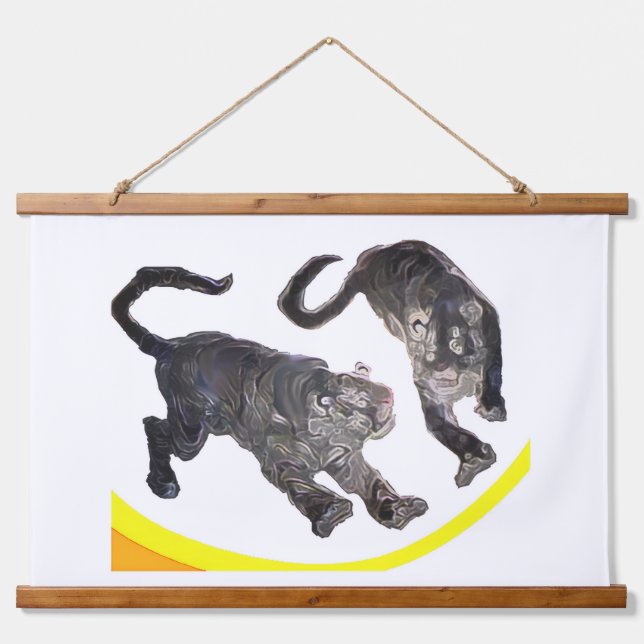 Wood Topped Wall Tapestry 2 Tigers jGibney Zazzle (Front)
