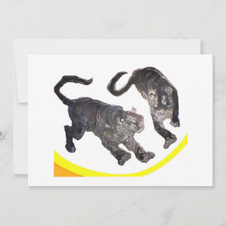 Wood Topped Wall Tapestry 2 Tigers jGibney Zazzle Invitation