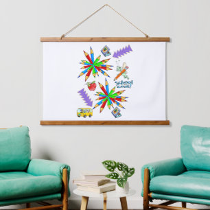 Wood Topped Wall Tapestry Back to School is Cool