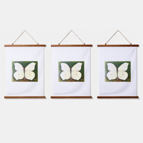 Wood Topped Wall Tapestry Buterfly