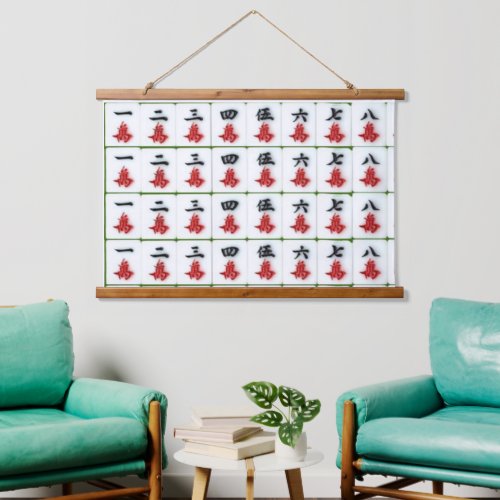 Wood Topped Wall Tapestry  Mahjong