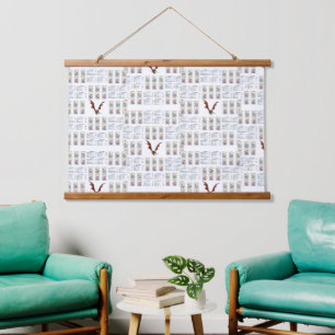 Wood Topped Wall Tapestry Mahjong