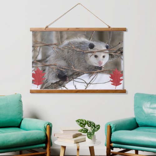 Wood Topped Wall Tapestry  Opossum Nature 