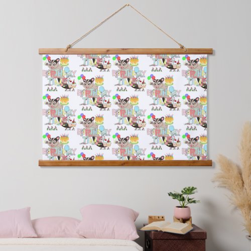 Wood Topped Wall Tapestry Possum  Birthday