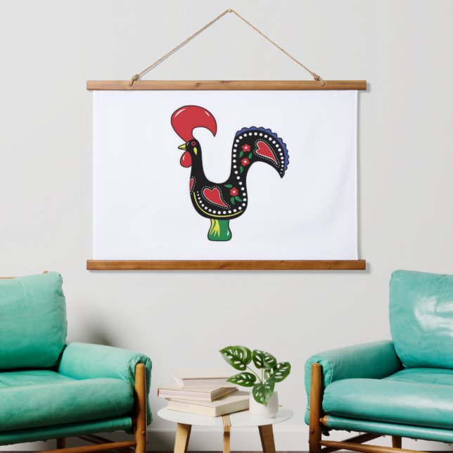 Wood Topped Wall Tapestry Rooster (Living Room)