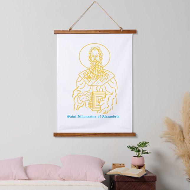 Wood Topped Wall Tapestry :Saint Athanasius (Bedroom)