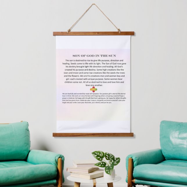 Wood Topped Wall Tapestry ; Son of God in the Sun (Living Room)