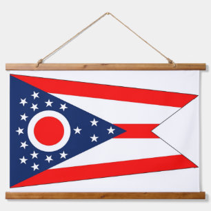 Wood Topped Wall Tapestry with flag of Ohio, U.S.