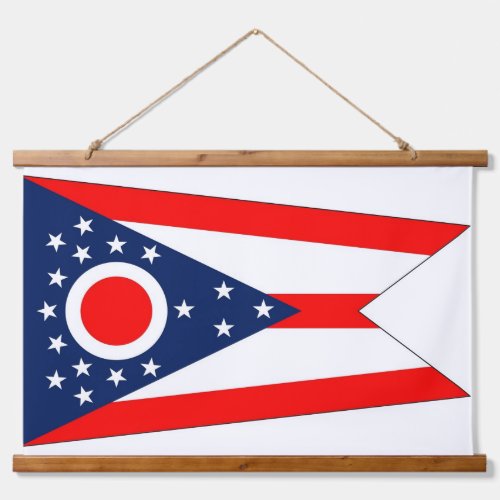 Wood Topped Wall Tapestry with flag of Ohio US