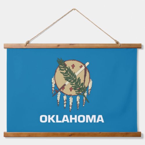 Wood Topped Wall Tapestry with flag of Oklahoma