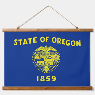 Wood Topped Wall Tapestry with flag of Oregon