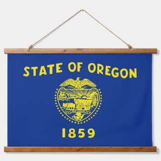 Wood Topped Wall Tapestry with flag of Oregon