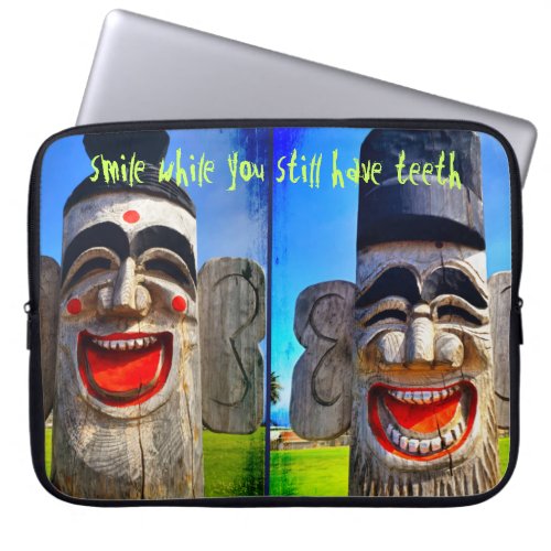 Wood Totum Smile While You Still Have Teeth Quote Laptop Sleeve