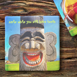 Wood Totum Smile While You Still Have Teeth Quote Stone Coaster