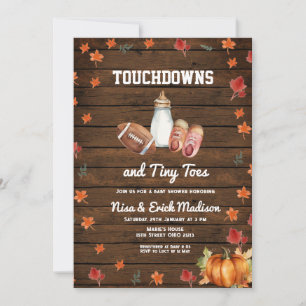 Wood Touchdown Tiny Toes Football Couples Shower Invitation