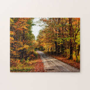 Wood trail with fall foliage jigsaw puzzle