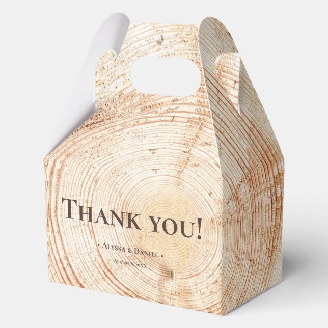 Wood tree bark rings Texture Custom Rustic Wedding Favor Boxes (Front)