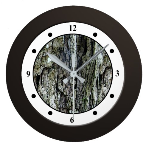 Wood Tree Bark Roman Digits Large Clock