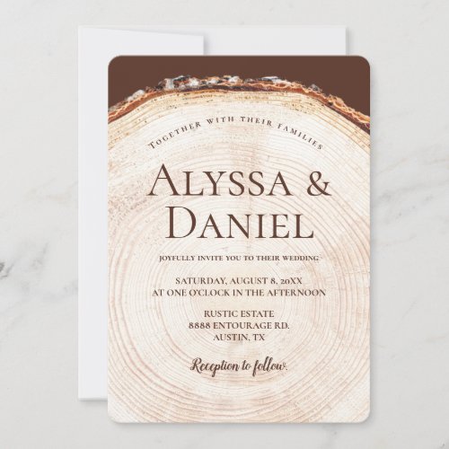 Wood Tree bark Rustic Custom Wedding  Invitation