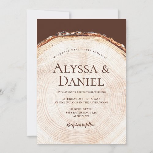 Wood Tree bark Rustic Wedding  Invitation