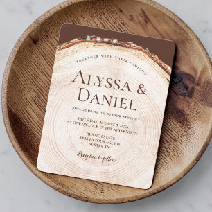Wood Tree bark Rustic Wedding  Invitation