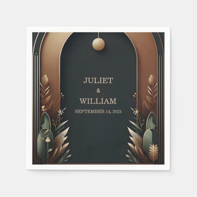 Wood Tree Forest Rustic Barn Farm Arch Wedding Napkins (Front)