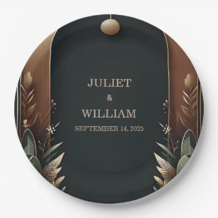 Wood Tree Forest Rustic Barn Farm Arch Wedding Paper Plates