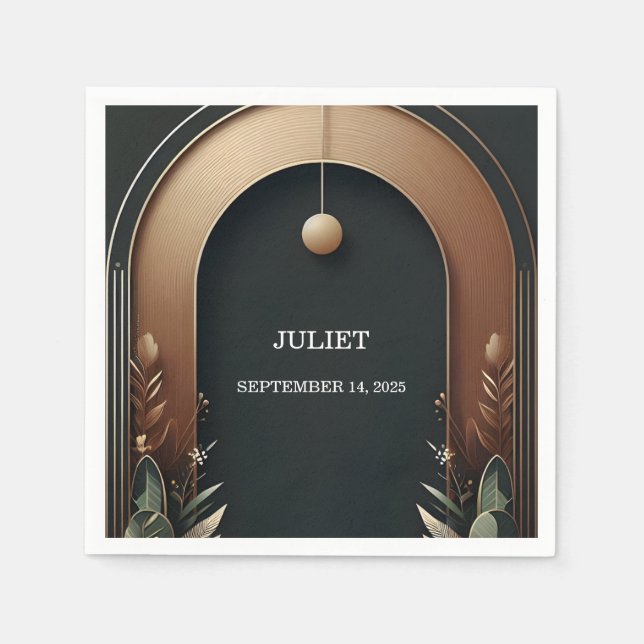 Wood Tree Rustic Barn Farm Arch Bridal Shower Napkins (Front)