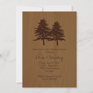Wood & trees woodland wedding rehearsal dinner invitation